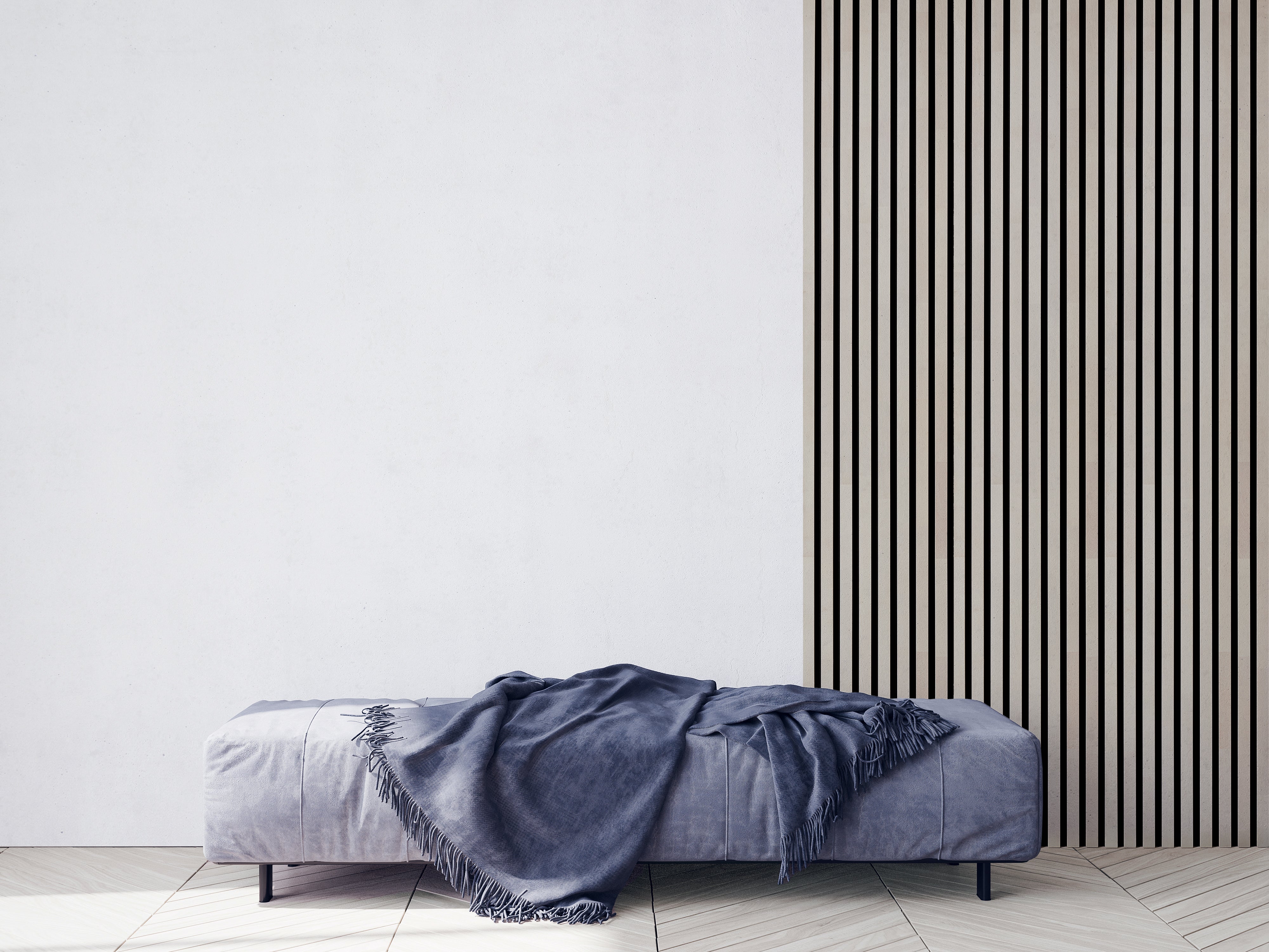 Harmonie von Design und Funktion: Echtholz Wandpaneele, die Ihr Zuhause visuell aufwerten und eine optimale Akustik schaffen.