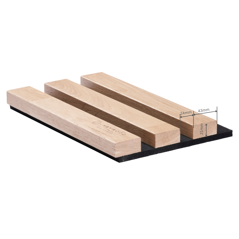 Muster für Wandpaneel und Akustikpaneel aus Holz, Echtholz, Massivholz in Eiche Natur Lackiert