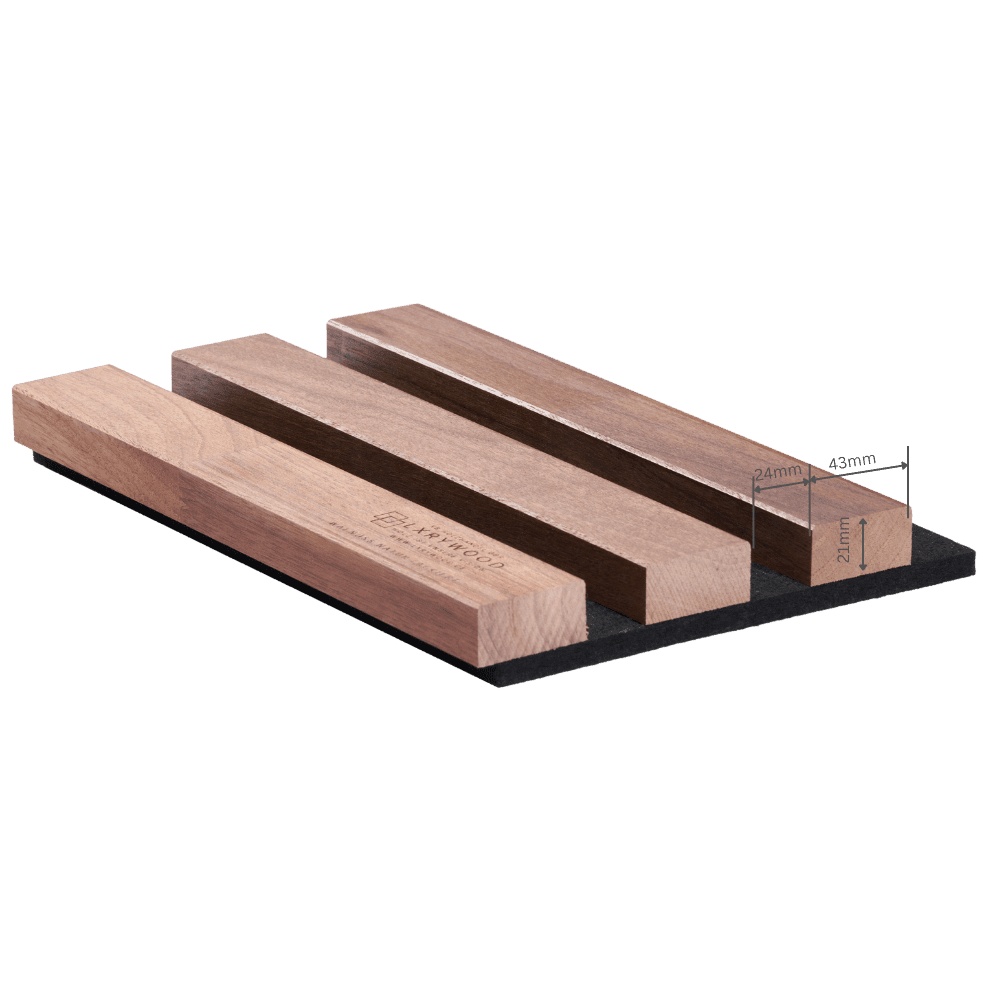 Muster Wandpaneel und Akustikpaneel aus Holz, Echtholz, Massivholz in Walnuss Natur Lackiert