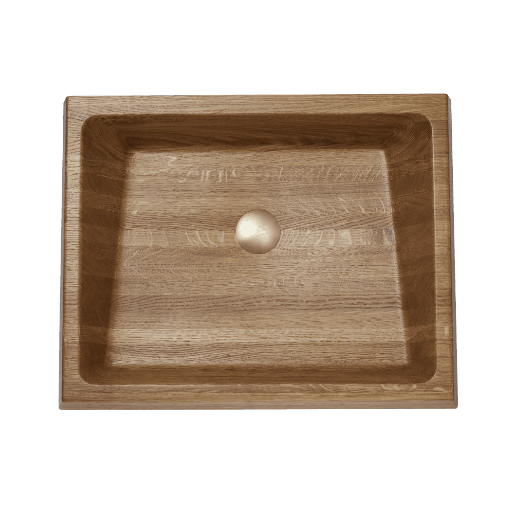 Aufsatzwaschbecken bzw. Waschbecken Holz Modell ANGULAR aus Echtholz Eiche Natur Draufsicht