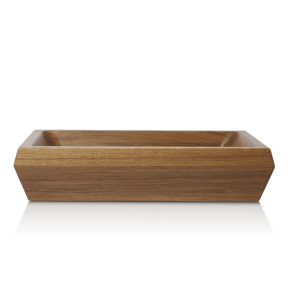 Aufsatzwaschbecken bzw. Waschbecken Holz Modell ANGULAR aus Echtholz Eiche Natur Seitenansicht 02