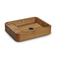Aufsatzwaschbecken bzw. Waschbecken Holz Modell Wave aus Echtholz Eiche Natur Seitenansicht