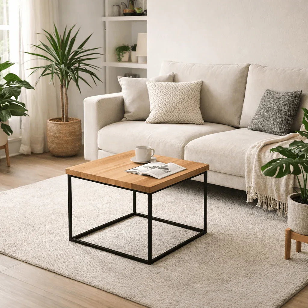 Massivholz-Couchtisch Eiche 60×60 cm – LXRYWOOD Wohnzimmer