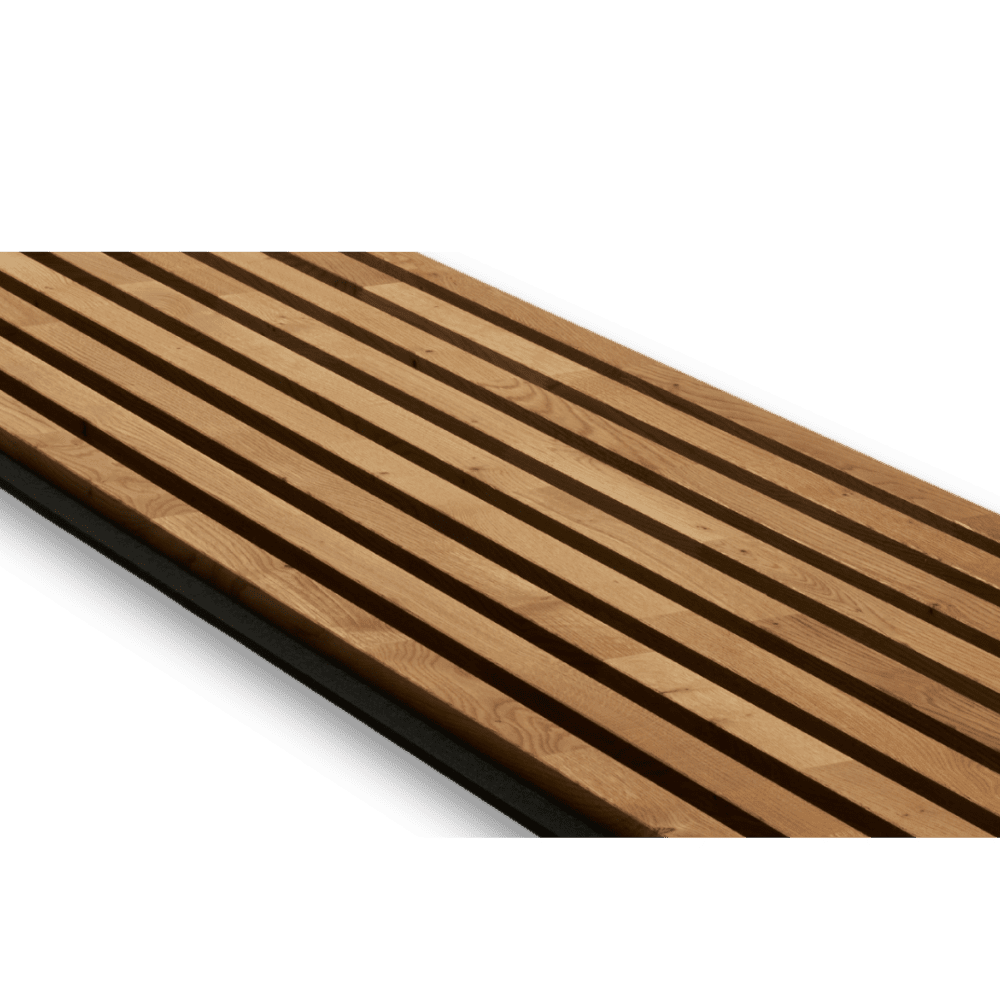 Wandpaneel und Akustikpaneel aus Holz, Echtholz, Massivholz in Eiche Rustik geölt Detail Ansicht