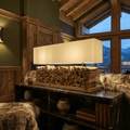 Massivholz – Wandlampe 240x30 cm, rustikale Leuchte mit Brennholz-Optik