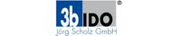 Logo „3b IDO“ mit blauem, grauem und schwarzem Schriftzug auf weißem Hintergrund und kleinem Text darunter in Blau