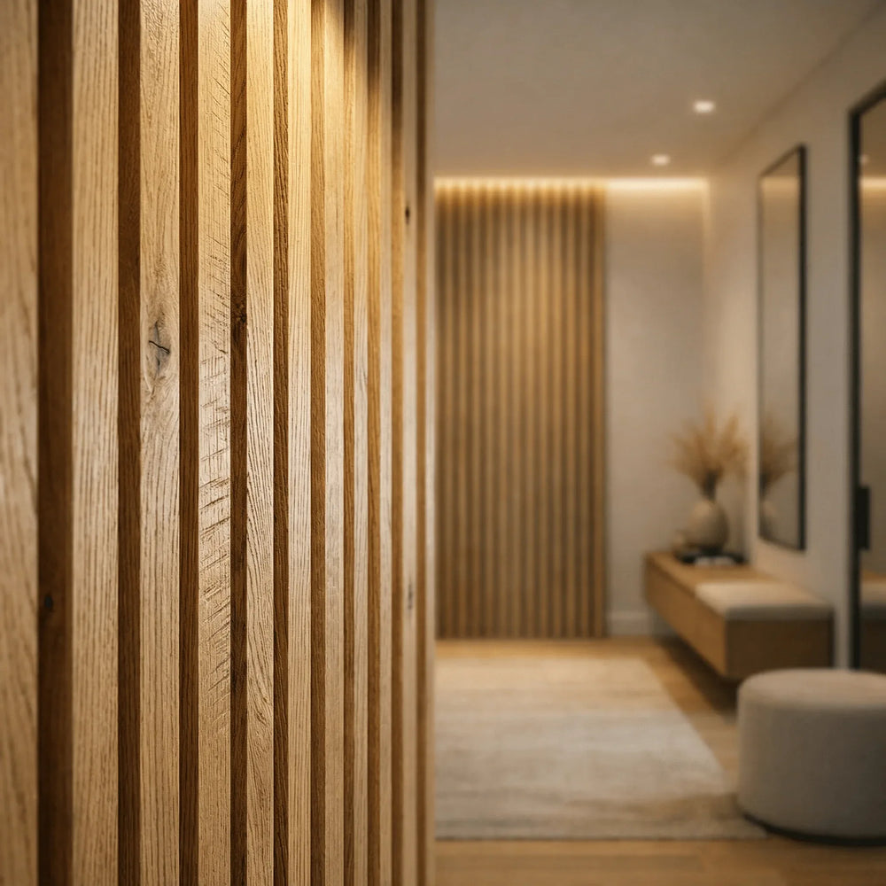 Echtes Massivholz an der Wand.