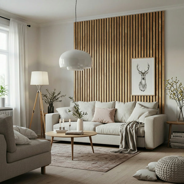 Zwei Akustikpaneele-Standardmaße 240 × 60 cm und 300 × 60 cm, zuschneidbar auf Wunsch